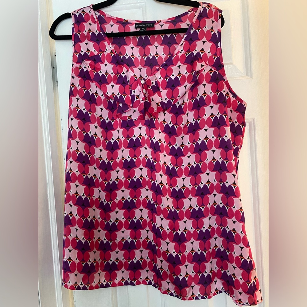 Fashion Bug Pink and Purple Geometric Blouse